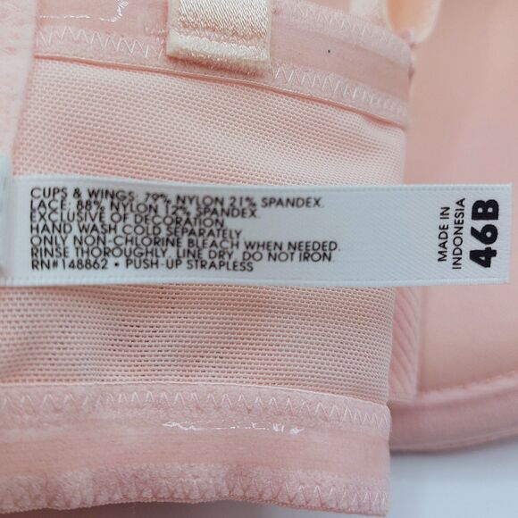 NEW TORRID Curve Push-Up Strapless Bra Size 46B Pink Lace Adjustable Underwire - Picture 4 of 6